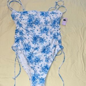 Blue Floral One-Piece Swimsuit